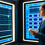 A highly focused professional individual, gender-neutral, wearing a modern, modest business suit. They are standing in a sleek, futuristic control room, intently studying a large, glowing holographic display that visualizes complex strategic data. Their hands are naturally placed, perhaps resting lightly on a console. The scene emphasizes intellectual depth and strategic thinking. Fully clothed, appropriate attire, safe for work, professional, perfect anatomy, correct proportions, natural pose, well-formed hands, proper finger count, natural body proportions, professional photography, high-resolution, high-quality.